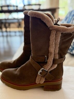 Sam Edelman Women's Brown Shearling-Lined Suede Boots
